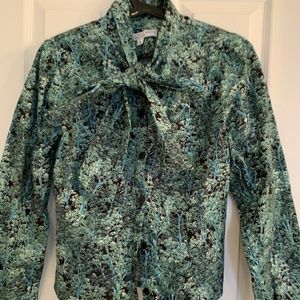 Birds of North America Bos'n Bird Bow Blouse in Ice Storm, M